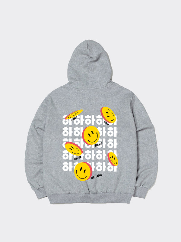 Korean Smile Hoodie Gray