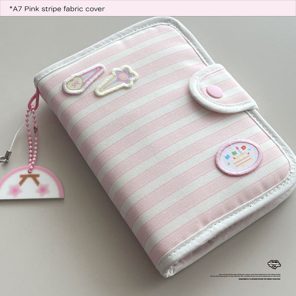 A7 pink stripe fabric cover