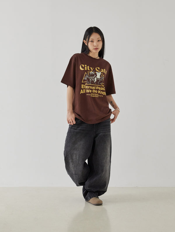 Team City Cat Tee (Brown)