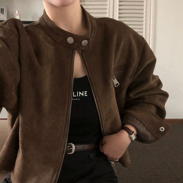 [BELLIDE MADE] BAND COLOR, SUEDE CROP JACKET