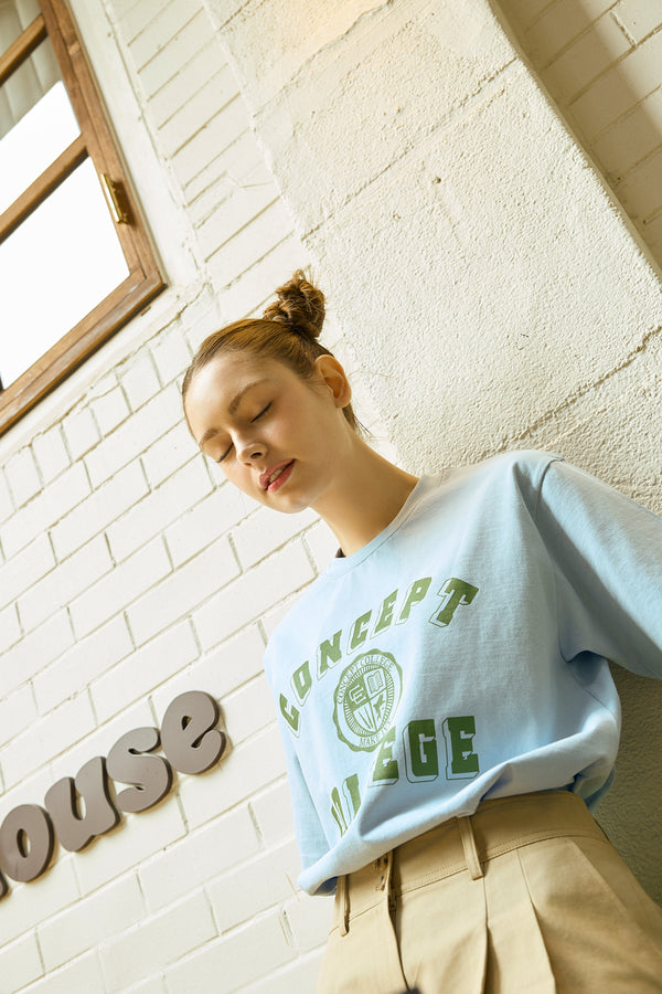 Green Classic Big Logo Crew Neck Sky Blue Short Sleeve T-shirt [Unisex]