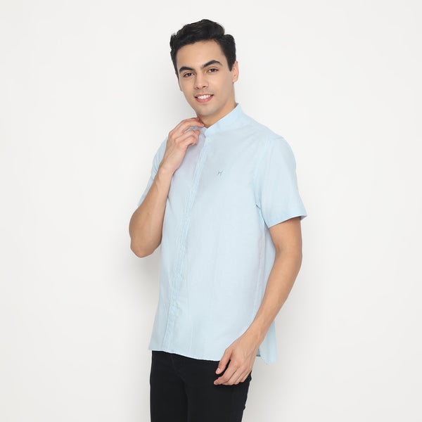 MON AKITA - Fuji Men Short Sleeve Shirt Blue