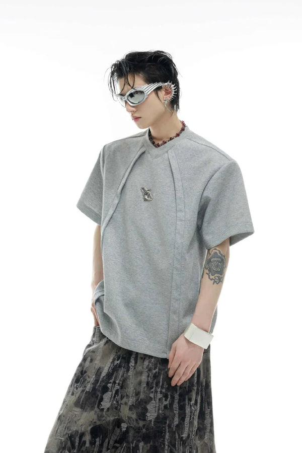 デコンストラクテッドロゴボクシーTシャツ