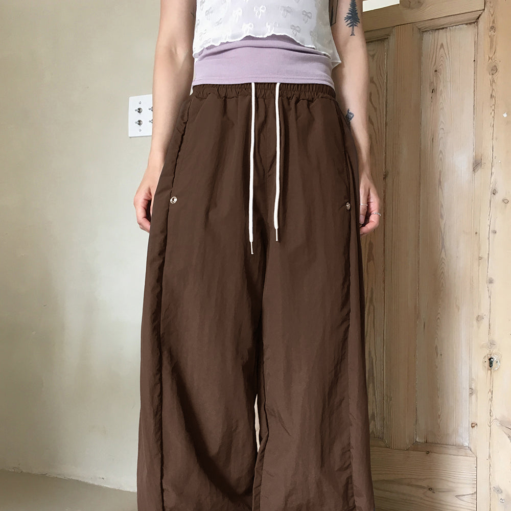 Todder side snap button nylon wide pants