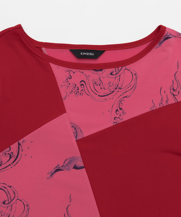 Elemental Motif Patchwork T-shirt _ RED