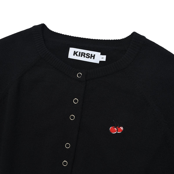 SMALL CHERRY SNAP POINT SLIM CARDIGAN [BLACK]