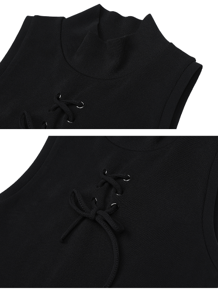 [mnem] eyelet sleeveless (black)