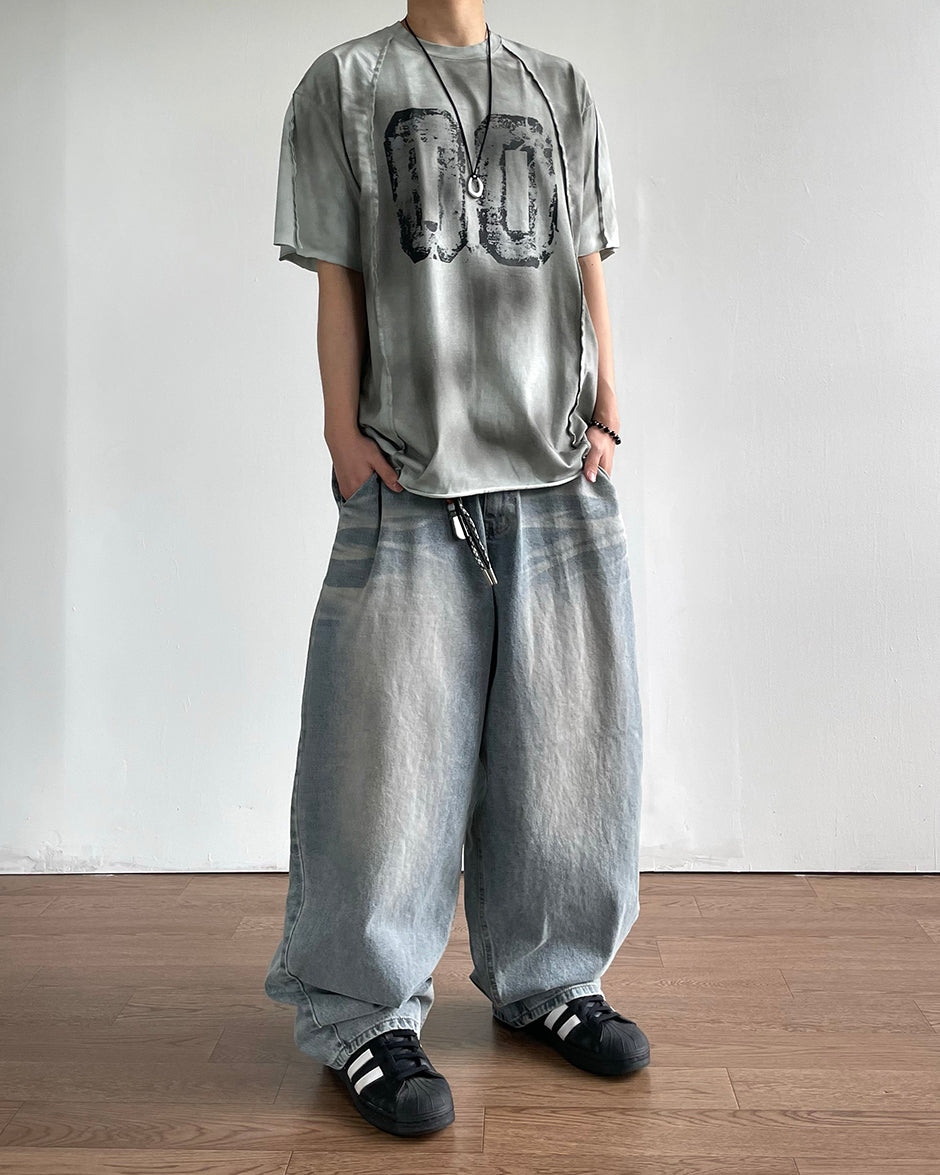 バムウォッシングデニムパンツ