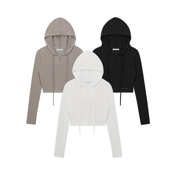 [LEGENDARY DUNE] Open-neck Crop Hoodie_(3 Colors)