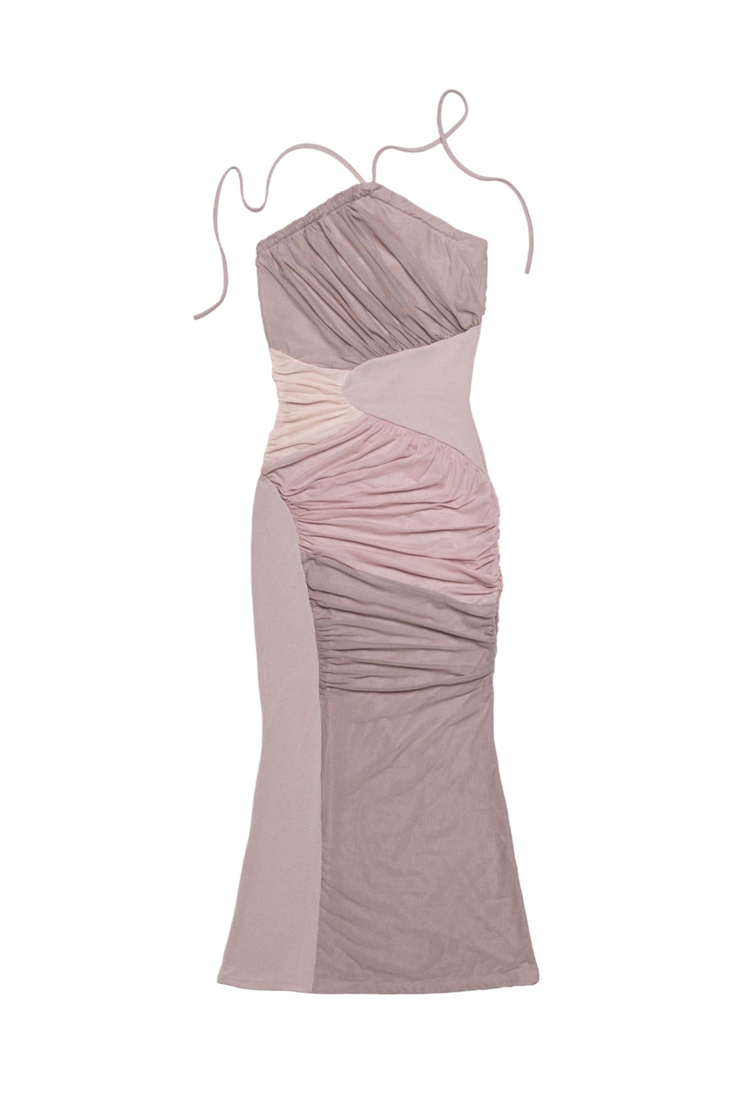 SHIRRING HALTERNECK DRESS #NUDE