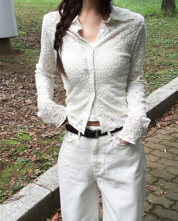 (2color) elo lace shirt cardigan