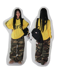 [UNISEX] Patch Military Camo Wide Pants