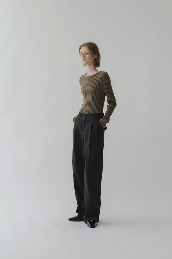 Button tuck pants (charcoal)