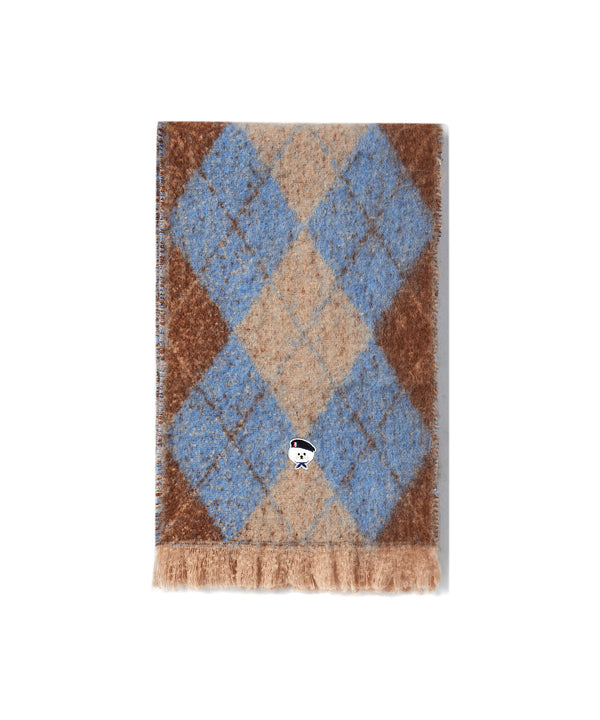 NEW PARISIAN MOHAIR ARGYLE MUFFLER TEAL BLUE