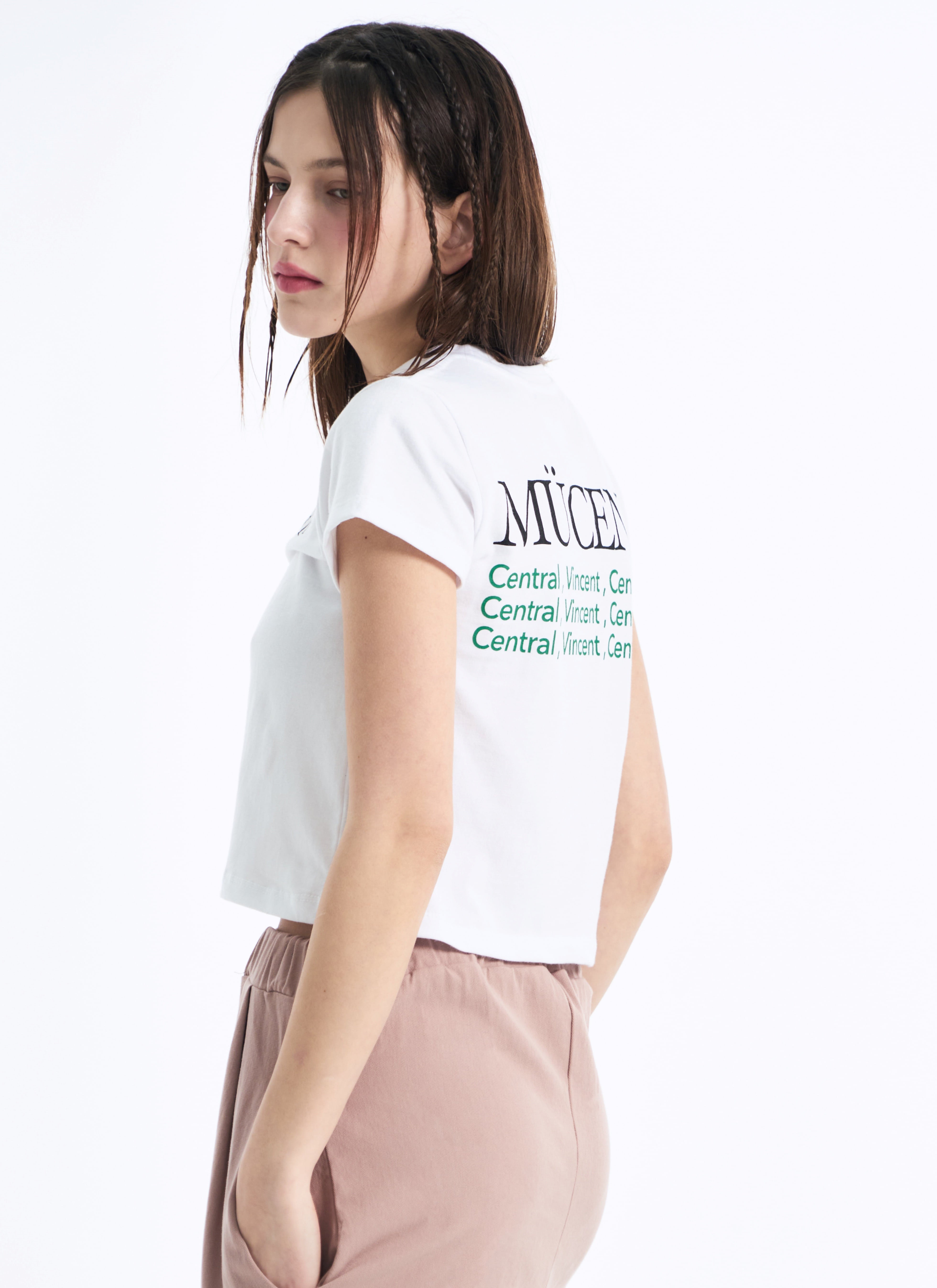 SLOGAN HALF T (Crop, Loose fit)