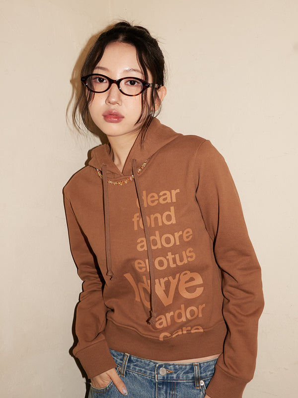 Lettering Hoodie, Brown