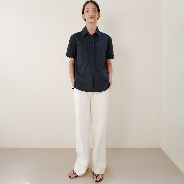 Two pocket half shirt (navy)