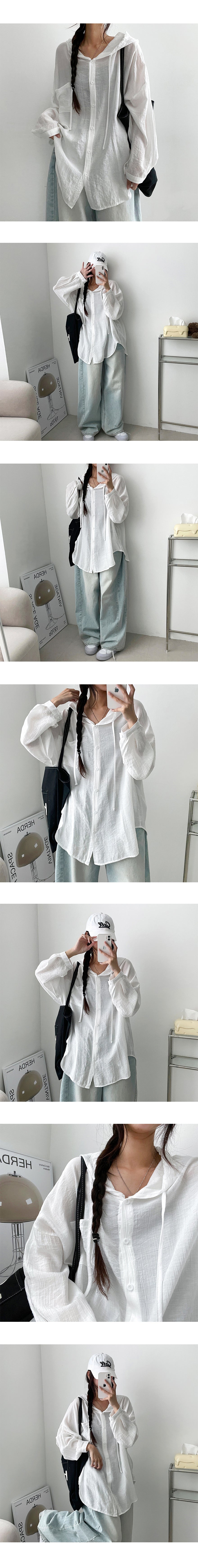 Blmon Linkle Linen Boxy Hooded Shirt