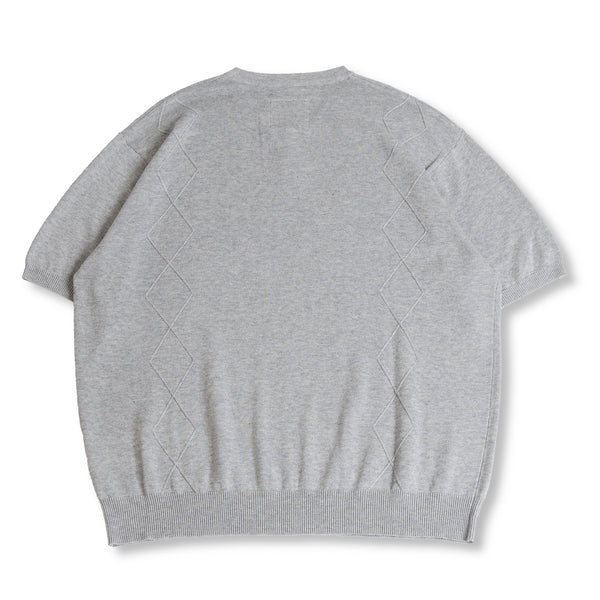 CABLE HENRY NECK HALF KNIT MELANGE GRAY