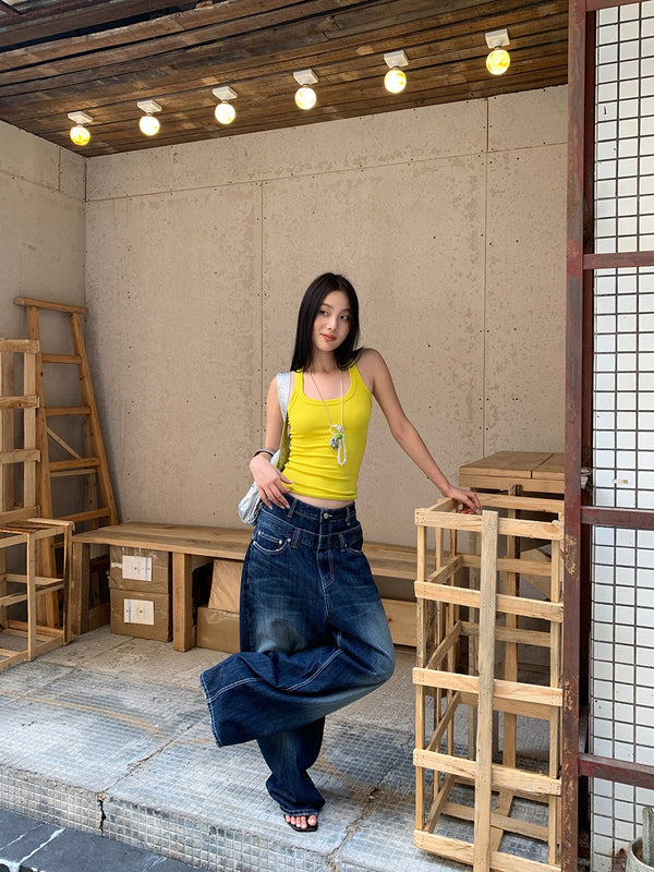 イエローセンス Vネック ノースリーブ Tシャツ