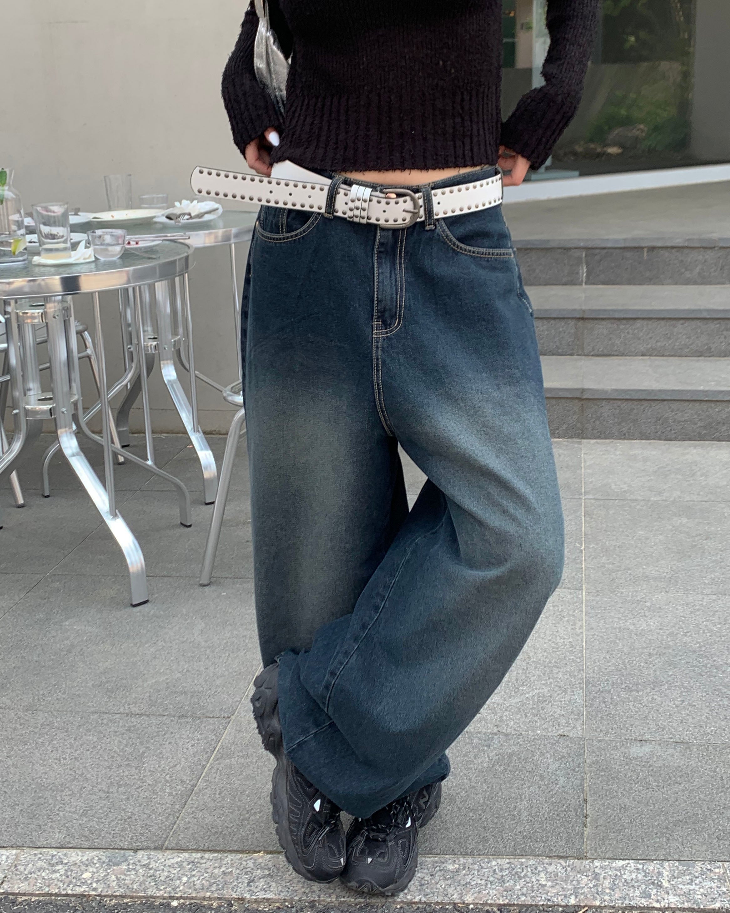 Back pocket mega denim pants