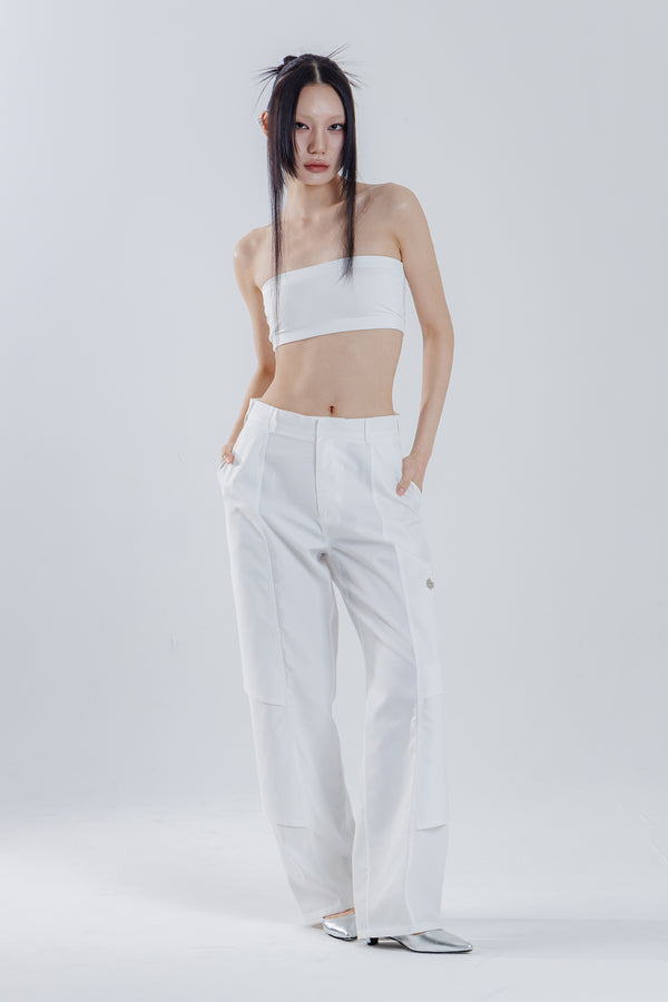 multi layered pants_ white