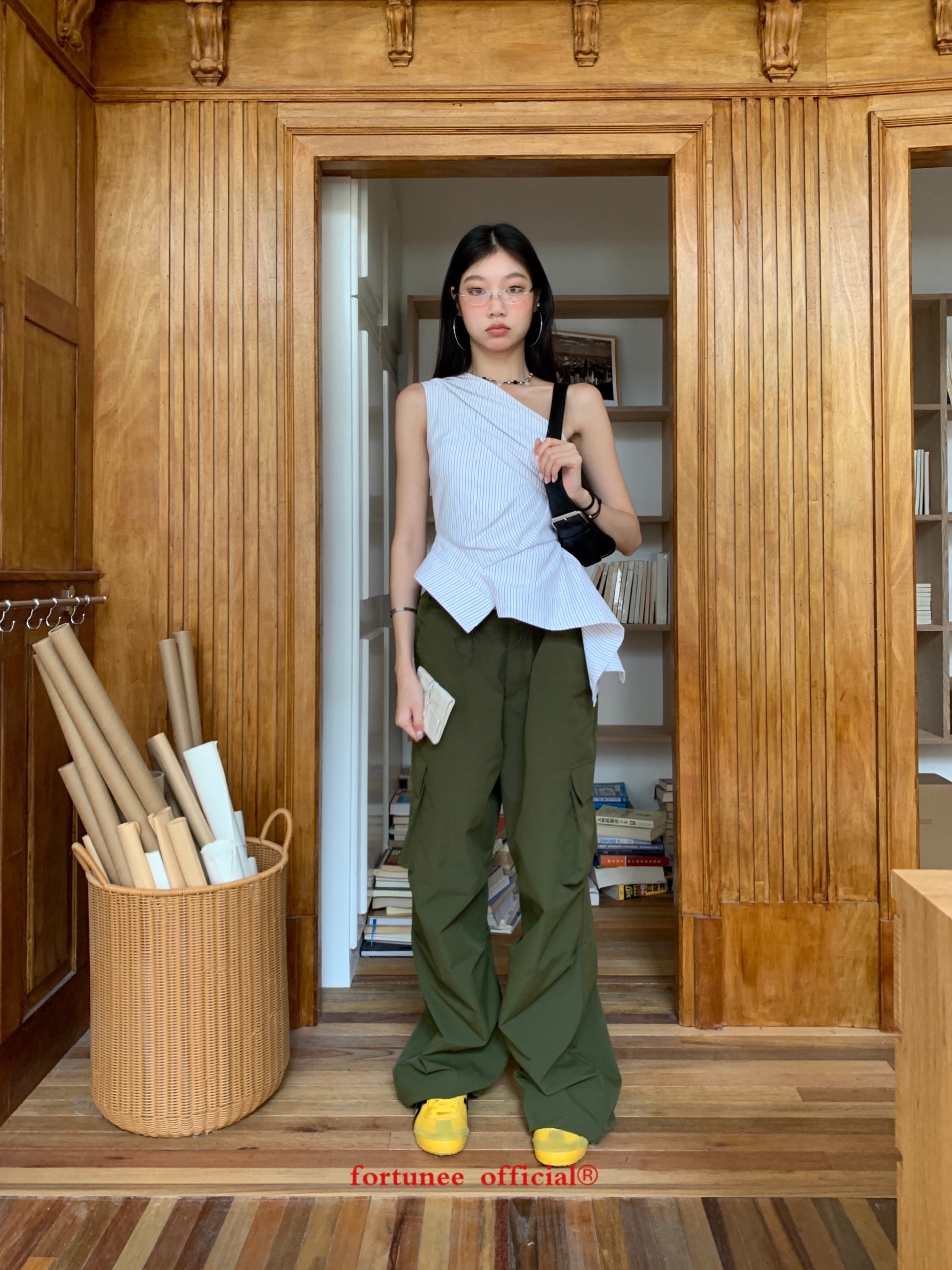 Khaki Pocket Cargo Wide Pants