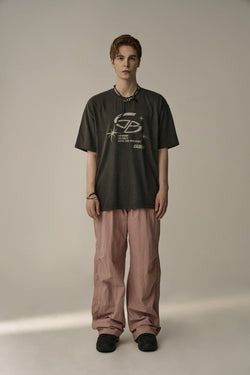 LINE COVER PARACHUTE PANTS (PINK)