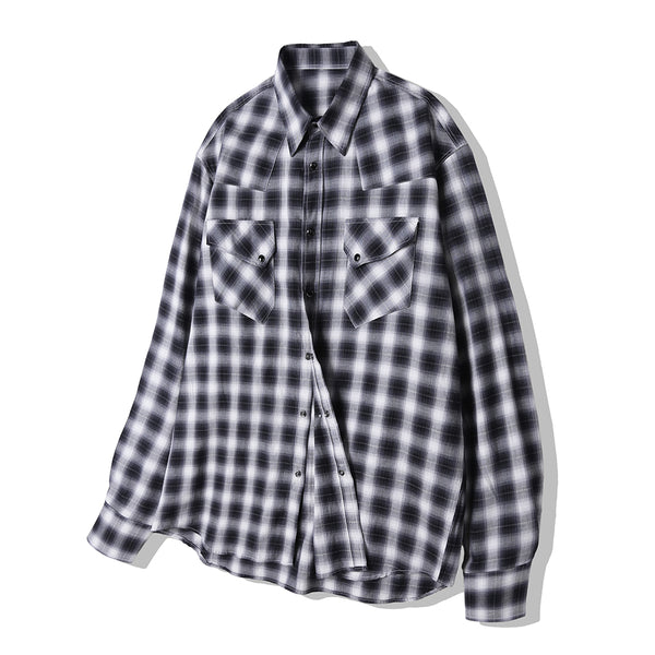 03s plaid western shirt black