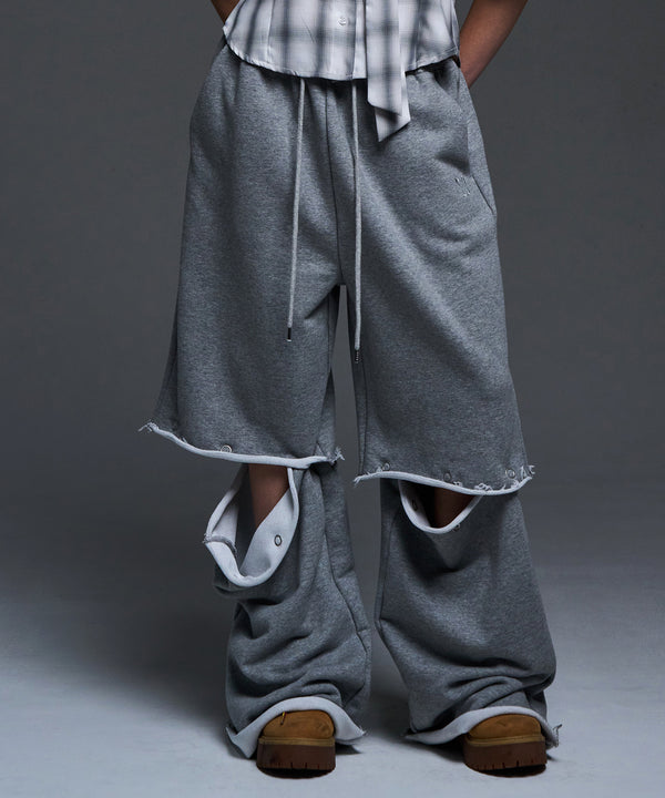 [NF] 2 WAY PUNCH LETTERING SWEATPANTS (GRAY)_F24QD869