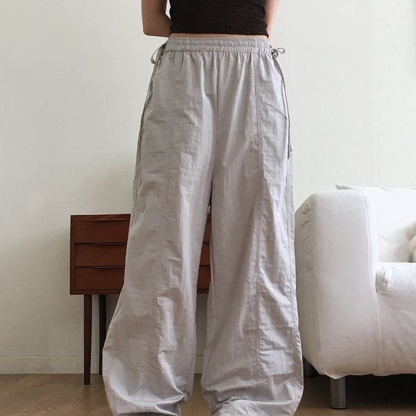 [MADE] Coken incision side ribbon strap wide two-way nylon pants