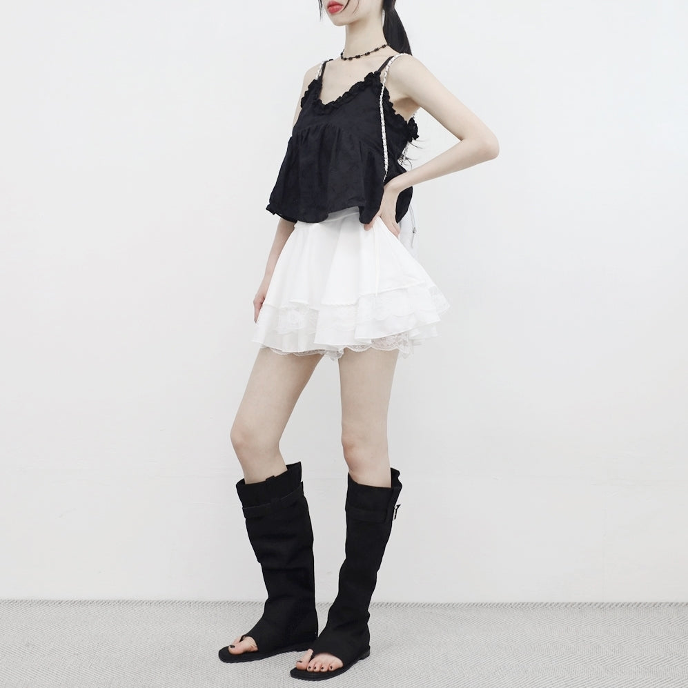 Etoile Ribbon Frilled Sleeveless