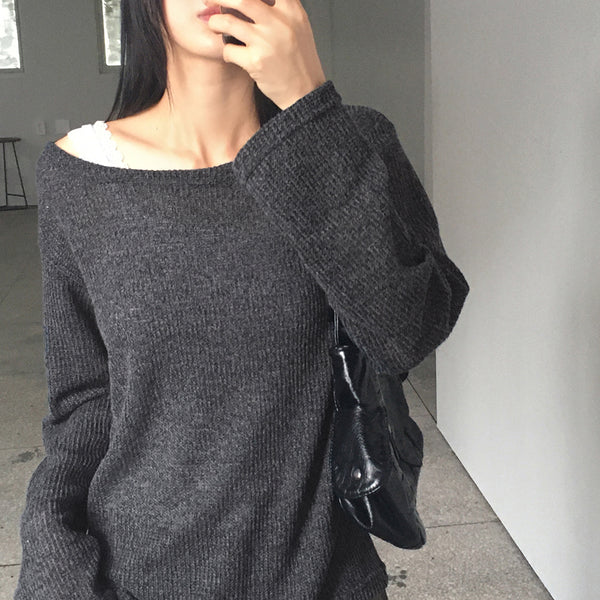 Wali multicolored boat-neck off shoulder long-sleeve knitwear