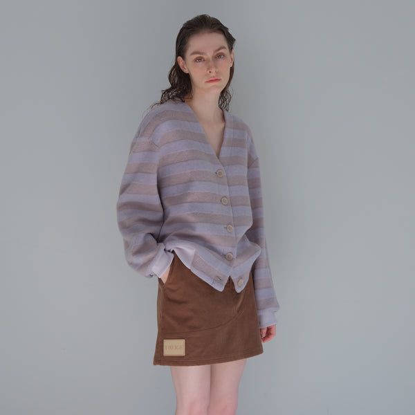 Brown Corduroy Patch Mini-Skirt