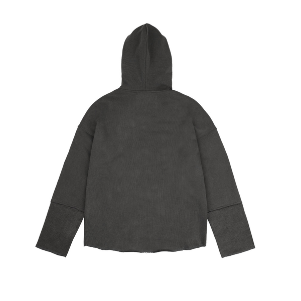 PIGMENT CUTTED CROP HOODIE_CHARCOAL