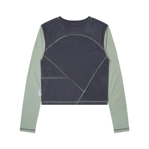 WXT021 Lunakifu Reverse Cut Color Block Long Sleeve (CHARCOAL)