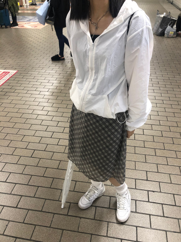 Chiffon check midi skirt (2color)