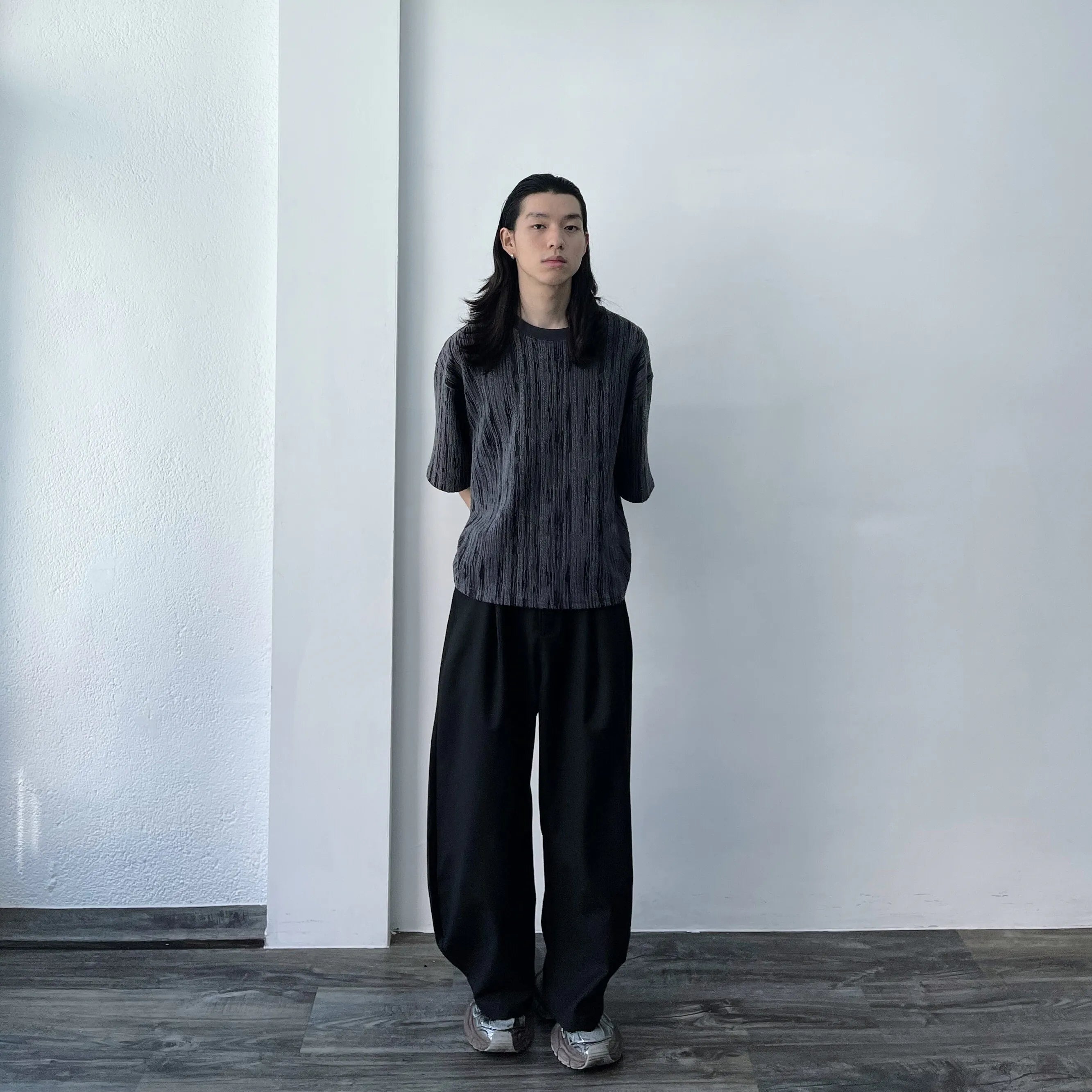 テイラードエラスティックフレアパンツ