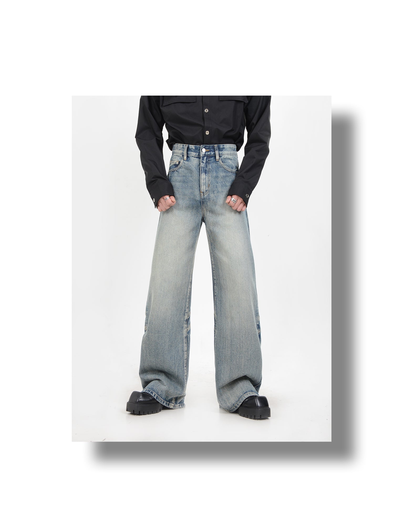 heavyweight deconstructed washed jeans