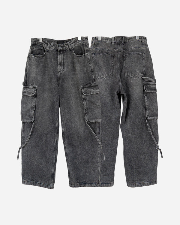 Strap carpenter black denim pants