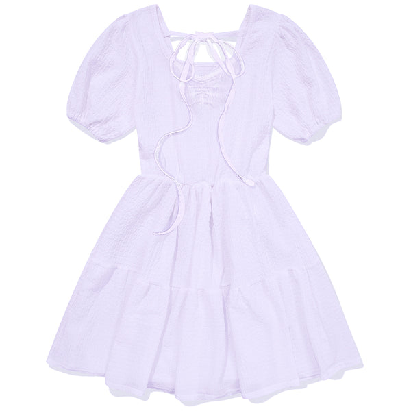 MF BLANC RIBBON PUFF DRESS (LAVENDER, WHITE)