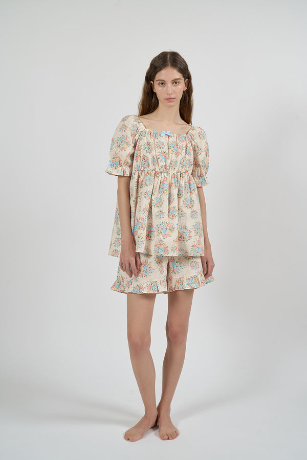 ULLALA PAJAMA Bloom Short-sleeve Two-piece  Light Beige[24145WTSSN]