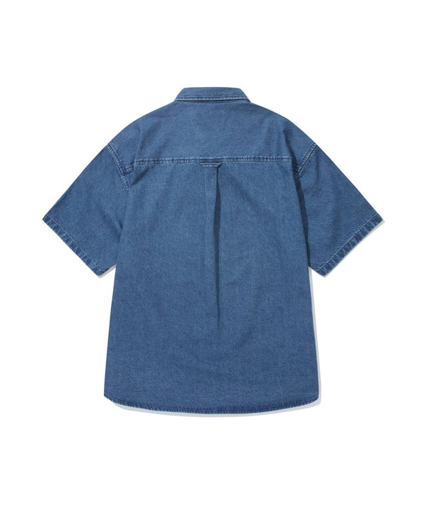 C Logo Denim Half Shirt Blue