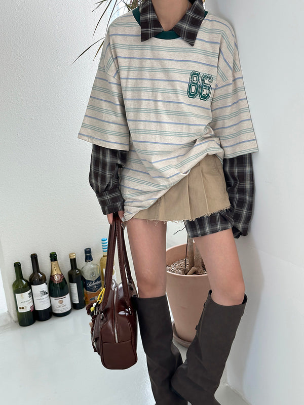 Lucky striped oversized fit short-sleeved T-shirt