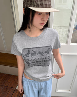 Fuling Rabbit Lace Printed Short-Sleeved T-Shirt