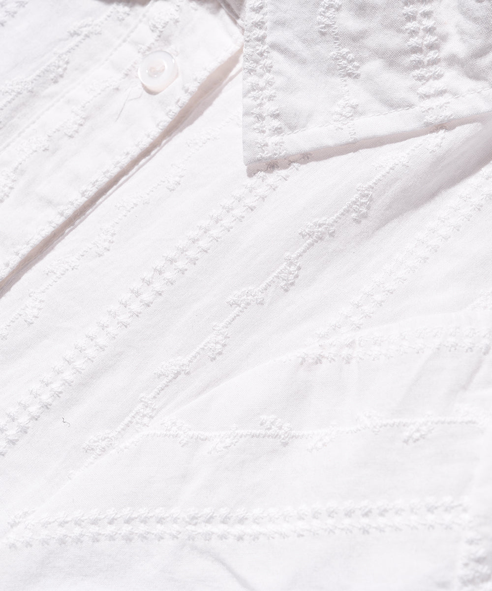 Broderie Shirring Shirt - White