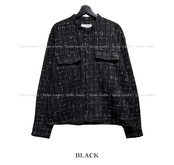 Gridin Collarless Tweed Jacket