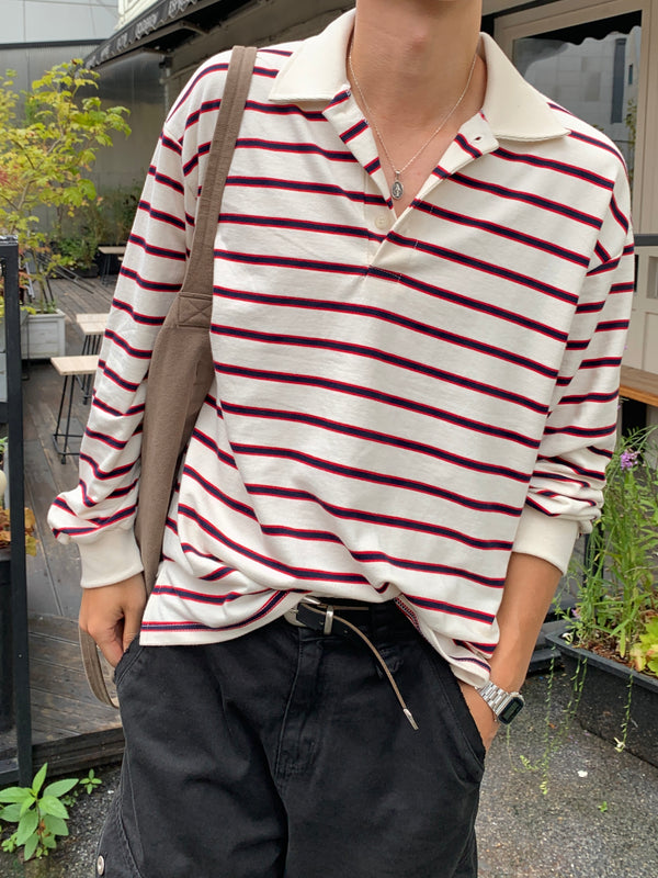 Dumble stripe collar t-shirt