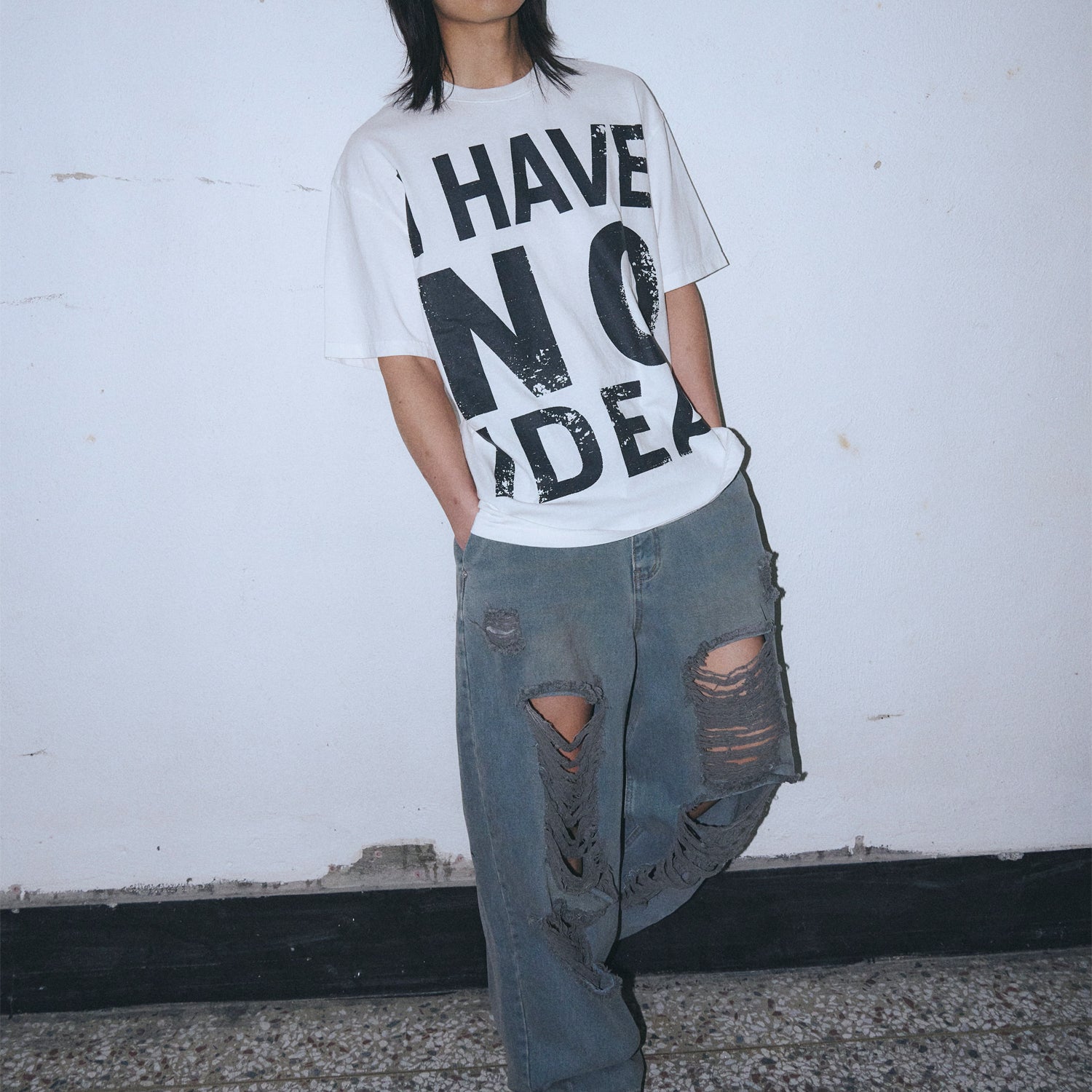 Untitled ノーアイディア ピグメントウォッシュ ショートスリーブ Off White