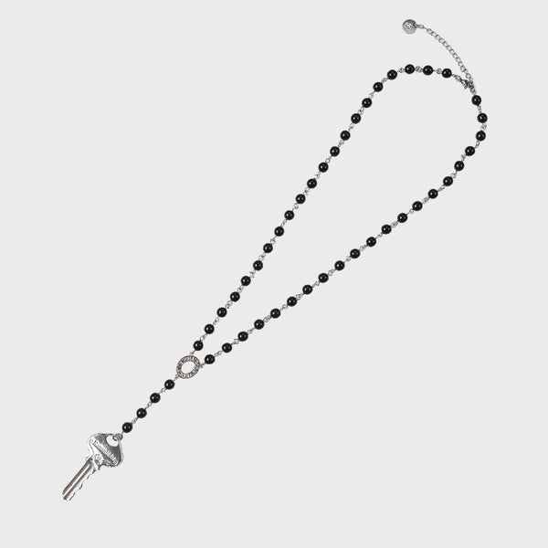 KEY & BEADS NECKLACE (BLACK)